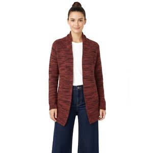 NIC+ZOE Boucle Open Cardigan Sweater in Rust Red Women's Size Medium Fits Small